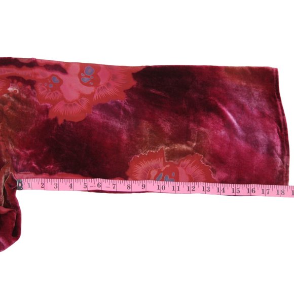 Burn Out Velvet Pullover Top Burgundy Deep Mauve Pink Long Sleeve Womens 16 - Picture 9 of 11